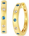【送料無料】 ル ヴァン レディース ピアス・イヤリング アクセサリー Blueberry Sapphire (1/6 ct. t.w.) & White Sapphire (1/10 ct. t.w.) Hoop Earrings in 14k Honey Gold Yellow Gold & Blue Sapphire