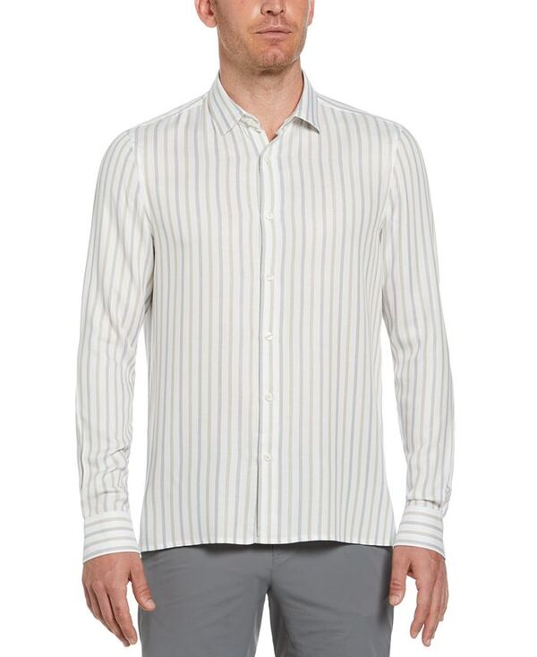 【送料無料】 ペリーエリス メンズ シャツ トップス Men's Long Sleeve Button-Front Yarn Dyed Striped Shirt Bright White