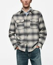 【送料無料】 マンゴ メンズ シャツ トップス Men's Pockets Detail Plaid Wool Overshirt Gray