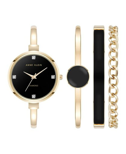 【送料無料】 アンクライン レディース 腕時計 アクセサリー Women's Quartz Black Enamel and Gold-Tone Metal Alloy Bangle Watch Set 32mm Black/Gold-Tone 【送料無料】 アンクライン レディース 腕時計 アクセサリー Women's Quartz Black Enamel and Gold-Tone Metal Alloy Bangle Watch Set 32mm Black/Gold-Tone