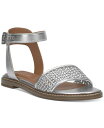 【送料無料】 ラッキーブランド レディース サンダル シューズ Women's Kimaya Ankle-Strap Flat Sandals Silver Metallic Weave(4)