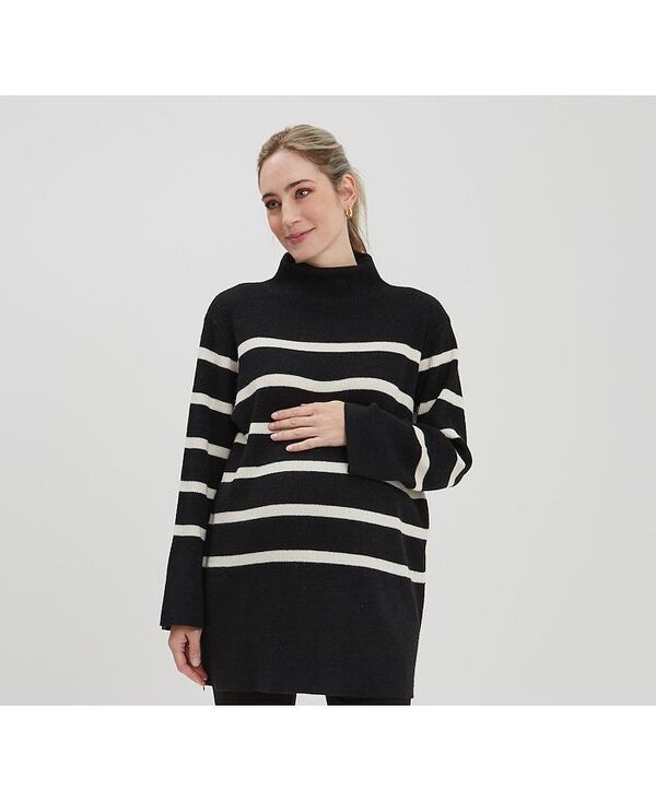 ノム レディース アウター ニット・セーター NOM Maternity Sarabeth Sweater Black white stripe ホワイト
