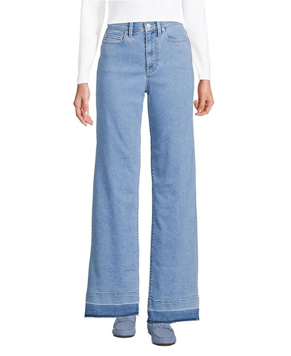 ランズエンド レディース ボトムス デニムパンツ ワイドレッグ ジーンズ Lands' End Women's Recover High Rise Wide Leg Blue Jeans Hutton blue wash released hem ブルー