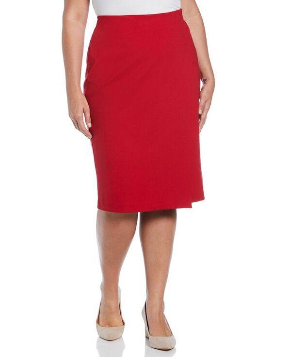 ラファエラ レディース ボトムス スカート アシンメトリー プラスサイズ Rafaella Plus Size Ponte Asymmetrical Wrap Skirt Ruby ルビー
