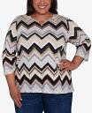 【送料無料】 アルフレッド ダナー レディース シャツ トップス Plus Size Zig Zag Split Neck Top Black/Tan