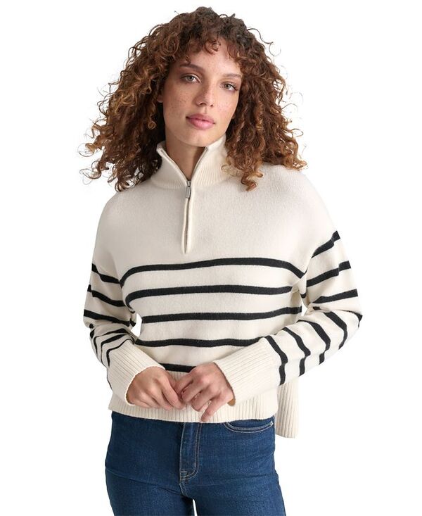 【送料無料】 ダナキャランニューヨーク レディース ニット・セーター アウター Women's Half-Zip Mock-Neck Sweater EGGNOG/BLK