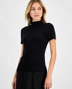 【送料無料】 バースリー レディース シャツ トップス Women's Ribbed Cap-Sleeve Sweater Black