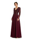 【送料無料】 マックダガル レディース ワンピース トップス Women's Embellished Illusion V Neck Long Sleeve G...
