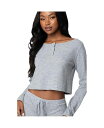 【送料無料】 アディクテッド レディース シャツ トップス Women's Teddy Cropped Waffle Top Gray-melange
