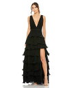 【送料無料】 マックダガル レディース ワンピース トップス Women's Sleeveless Ruffle Tiered V Neck Gown Blac...