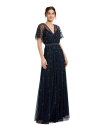 【送料無料】 マックダガル レディース ワンピース トップス Women's V Neck Embellished Flutter Sleeve A Line ...