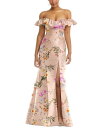 【送料無料】 アルフレッド レディース ワンピース トップス Women's Off-the-Shoulder Ruffle Neck Floral Satin...