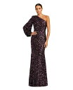 【送料無料】 マックダガル レディース ワンピース トップス Women's Sequined One Shoulder Bishop Sleeve Trump...