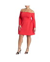 【送料無料】 エロクイ レディース ワンピース トップス Plus Size Off The Shoulder Structured Mini Dress Patrol red(4)