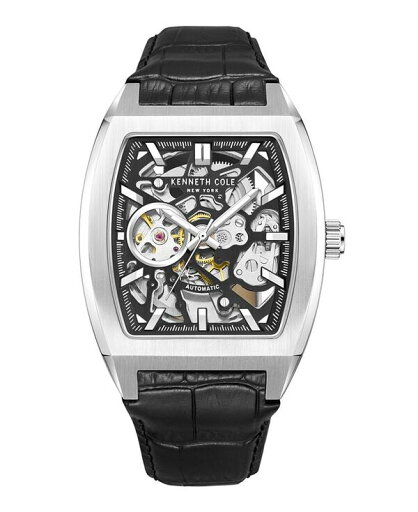【送料無料】 ケネスコール メンズ 腕時計 アクセサリー Men's Automatic Black Genuine Leather Watch 52.5mm Black 【送料無料】 ケネスコール メンズ 腕時計 アクセサリー Men's Automatic Black Genuine Leather Watch 52.5mm Black