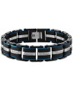 【送料無料】 エスクァイア メンズ ブレスレット・バングル・アンクレット アクセサリー Diamond & Carbon Fiber Link Bracelet (1/3 ct. t.w.) in Blue & Black Ion-Plated Stainless Steel Black(4)