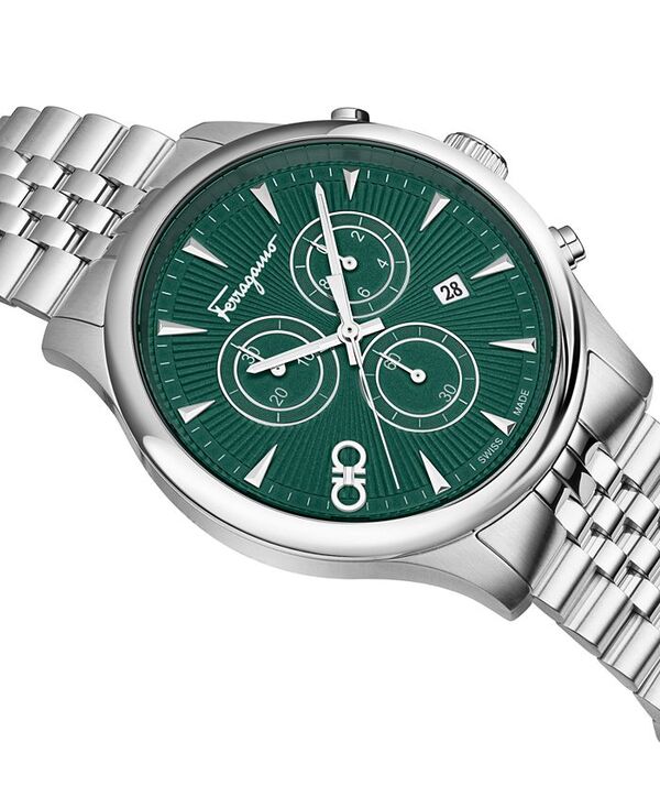 【送料無料】 フェラガモ メンズ 腕時計 アクセサリー Men's Swiss Chronograph Duo Stainless Steel Bracelet Watch 42mm Stainless