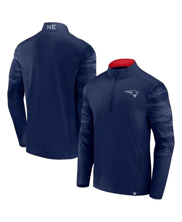 【送料無料】 ファナティクス メンズ ジャケット・ブルゾン アウター Men's Navy New England Patriots Ringer Quarter-Zip Jacket Navy Red