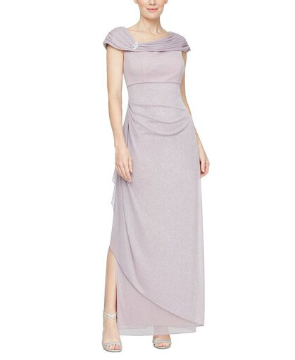 【送料無料】 アレックスイブニングス レディース ワンピース トップス Petite L-Neck Glitter-Mesh Long Dress Mauve 【送料無料】 アレックスイブニングス レディース ワンピース トップス Petite L-Neck Glitter-Mesh Long Dress Mauve