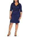 【送料無料】 24セブンコンフォート レディース ワンピース トップス Plus Size Wrap Dress Navy