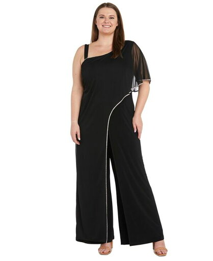 【送料無料】 アールアンドエムリチャーズ レディース ワンピース トップス Plus Size Asymmetric-Neck Overlay Jumpsuit Black 【送料無料】 アールアンドエムリチャーズ レディース ワンピース トップス Plus Size Asymmetric-Neck Overlay Jumpsuit Black