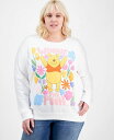 【送料無料】 ディズニー レディース パーカー・スウェット アウター Trendy Plus Size Winnie The Pooh Graphic Fleece Sweatshirt White