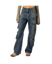 【送料無料】 アディクテッド レディース デニムパンツ ボトムス Women's Baggy boyfriend cargo jeans Blue-washed