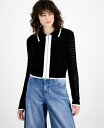 【送料無料】 アンドノウディス レディース ニット・セーター アウター Women's Open-Stitch Zippered Cardigan Black