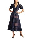 【送料無料】 タダシショージ レディース ワンピース トップス Women's Ziya Embellished Puff Sleeve Midi Dress ...