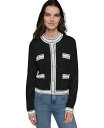 【送料無料】 カール ラガーフェルド レディース ニット・セーター アウター Women's 4-Pocket Embellished Cardigan Bla...