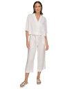 【送料無料】 ダナ キャラン ニューヨーク レディース シャツ トップス Women's Button-Front Dolman-Sleeve Linen Top White(4)