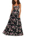 【送料無料】 シティー スタジオ レディース ワンピース トップス Juniors' Floral-Embroidered Tulle Ballgown Black Multi(4)