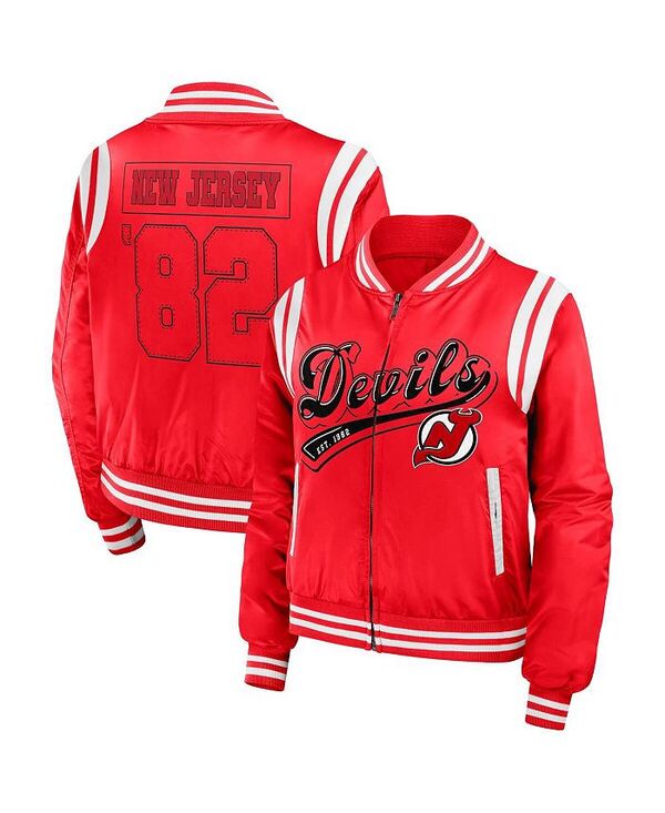 【送料無料】 ウェア バイ エリン アンドルーズ レディース ジャケット・ブルゾン アウター Women's Red New Jersey Devils Baller Full-Zip Bomber Jacket Red