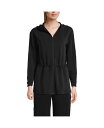 【送料無料】 ランズエンド レディース パーカー・スウェット アウター Women's Cupro Long Sleeve Full Zip Tunic Hoodie Black