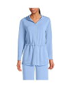 【送料無料】 ランズエンド レディース パーカー・スウェット アウター Women's Cupro Long Sleeve Full Zip Tunic Hoodie Soft cloud blue