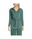 【送料無料】 ランズエンド レディース パーカー・スウェット アウター Women's Cupro Long Sleeve Full Zip Tunic Hoodie Washed evergreen