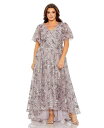 【送料無料】 マックダガル レディース ワンピース トップス Plus Size V Neck Flutter Sleeve A Line Embellishe...