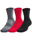 【送料無料】 アンダーアーマー メンズ 靴下 アンダーウェア Men's 3-Maker 3-Pk. Moisture-Wicking Mid-Crew Socks Red(4)