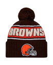 【送料無料】 ニューエラ メンズ 帽子 アクセサリー Men's Brown Cleveland Browns 2024 Sideline Cuffed Knit Hat with Pom Brown(4)