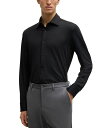 【送料無料】 ヒューゴボス メンズ シャツ トップス Men's Textured Performance Slim-Fit Dress Shirt Black(4)