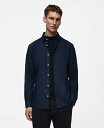 【送料無料】 マンゴ メンズ シャツ トップス Men's Slim-Fit Cotton Oxford Shirt Dark Navy