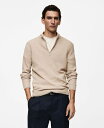 【送料無料】 マンゴ メンズ ニット・セーター アウター Men's Slim-Fit Quarter-Zip Knit Sweater Beige