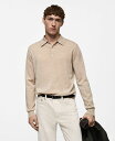 【送料無料】 マンゴ メンズ ニット・セーター アウター Men's Slim-Fit Fine-Knit Wool Polo Sweater Beige