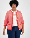 【送料無料】 On 34th レディース ニット・セーター アウター Trendy Plus Size Cotton Jacquard Cardigan Swe...