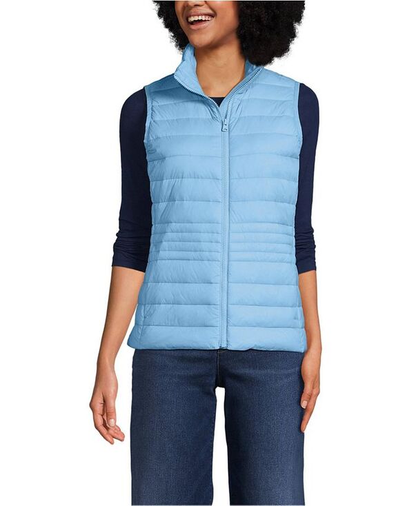 【送料無料】 ランズエンド レディース ジャケット・ブルゾン アウター Women's Wanderweight Packable Down Vest Bermuda blue