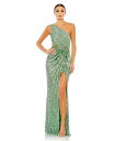 【送料無料】 マックダガル レディース ワンピース トップス Women's Sequined One Shoulder Draped Lace Up Gown...