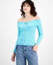 【送料無料】 バースリー レディース ニット・セーター アウター Women's Off-The-Shoulder Zippered Long-Sleeve Top Aqua Reef(4)