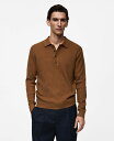 【送料無料】 マンゴ メンズ ニット・セーター アウター Men's Slim-Fit Rib-Knit Polo Sweater Medium Brown