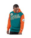 【送料無料】 スターター メンズ パーカー・スウェット アウター Men's Aqua Miami Dolphins Extreme Vintage Logo Pullover Hoodie Aqua Orange