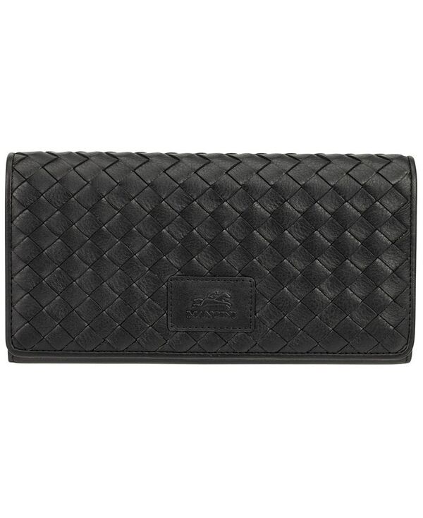 【送料無料】 マンシーニ レディース 財布 アクセサリー Women's Basket Weave Collection RFID Secure Trifold Wallet Black